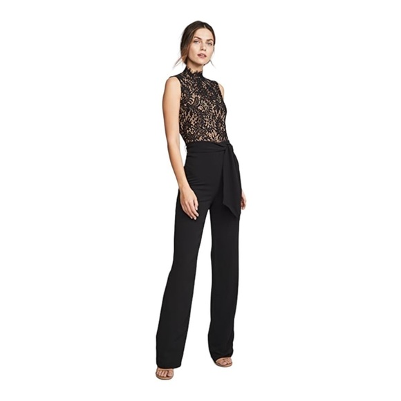 NWT MISHA Josie Black Lace High Nice Pantsuit Jumpsuit Size 0 Cocktail - Picture 2 of 15